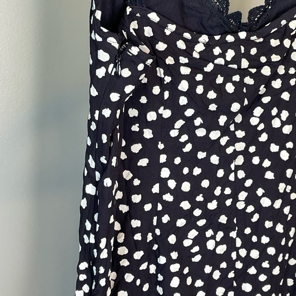 Topshop Navy Blue & White Polka Dot Lace-Trim Slip Dress Size 8 NWT - Picture 6 of 6